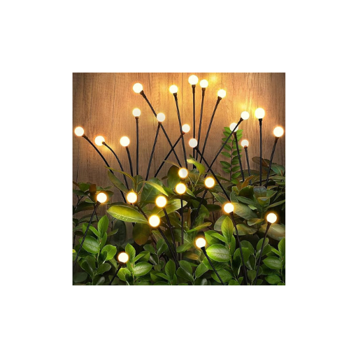 Firefly Outdoor Solar Lights 8 LED with Flash Mode, Starburst Swaying Warm Garden Light | Path Lights for Pots, Balcony, Crystal Ball Firefly 8 Light